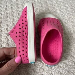 Native Shoes Pink and White Water Shoes Slip-On